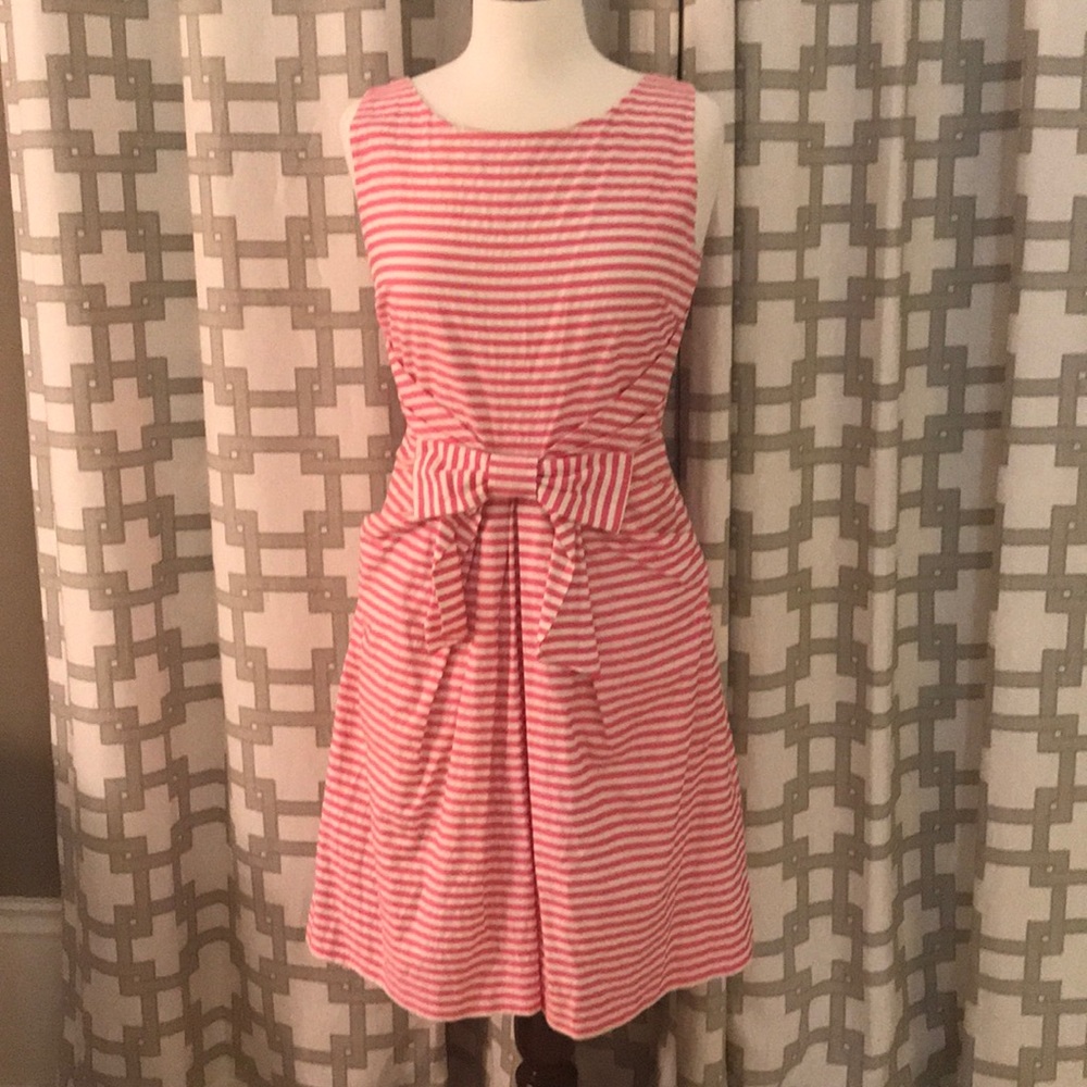 Kate Spade pink and white striped bow dress